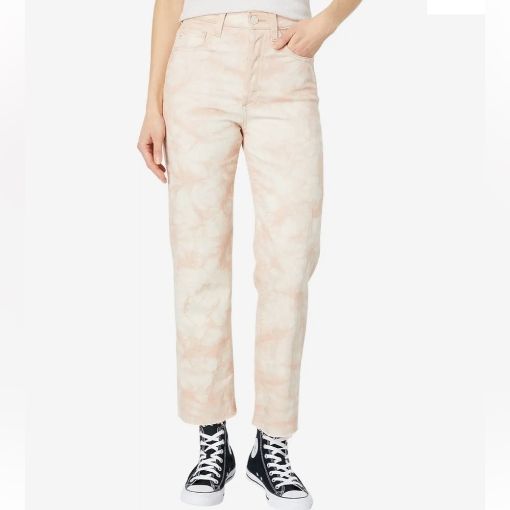 AG Jeans Alexxis Vintage High-Rise Straight Crop in Tie-Dye Mauve Orchid 32R